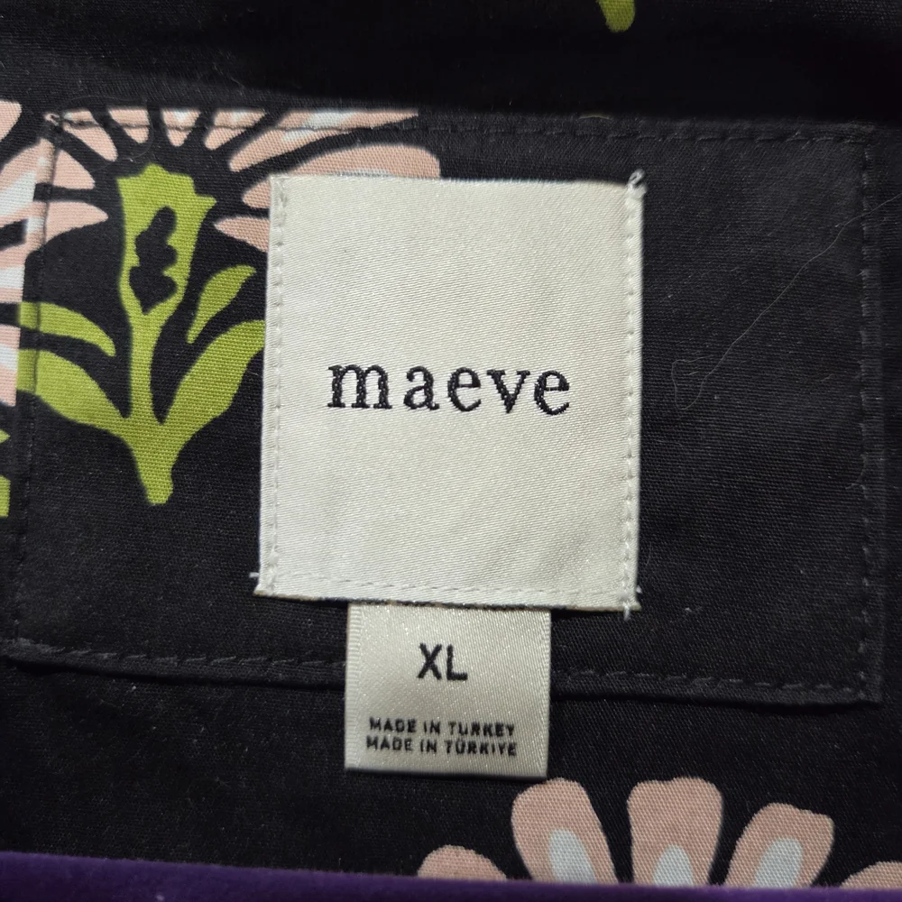 Anthropologie Maeve Black Midi Dress with Pink & Green Floral Print - Size XL - Picture 7 of 9